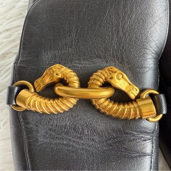 Tory Burch Jessa Black Leather Loafers and Gold Metal Horsehead Hardware Size 8 - Picture 5 of 9